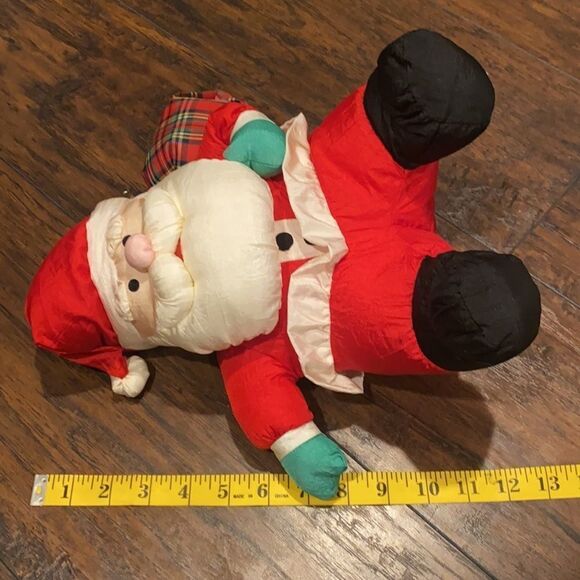 VINTAGE 1993 GIBSON GREETINGS NYLON SANTA CLAUS CHRISTMAS STUFFED ANIMAL PLUSH - Picture 8 of 9